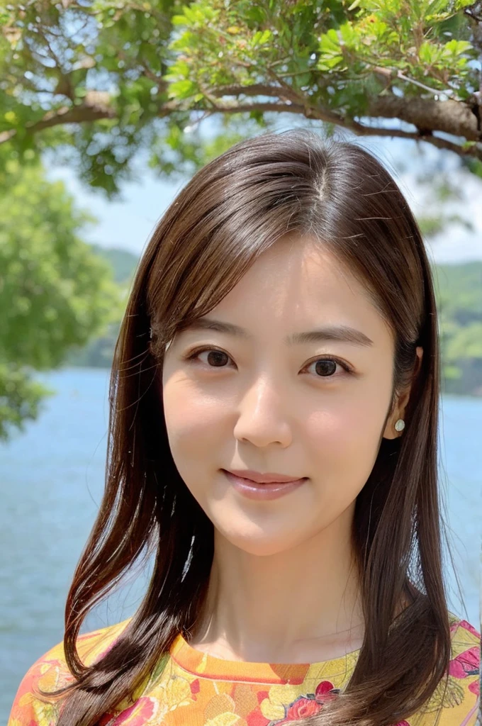((Highest quality)), ((masterpiece)), (detailed),Perfect Face,Japanese,Landscape Mature Woman,Upper Body