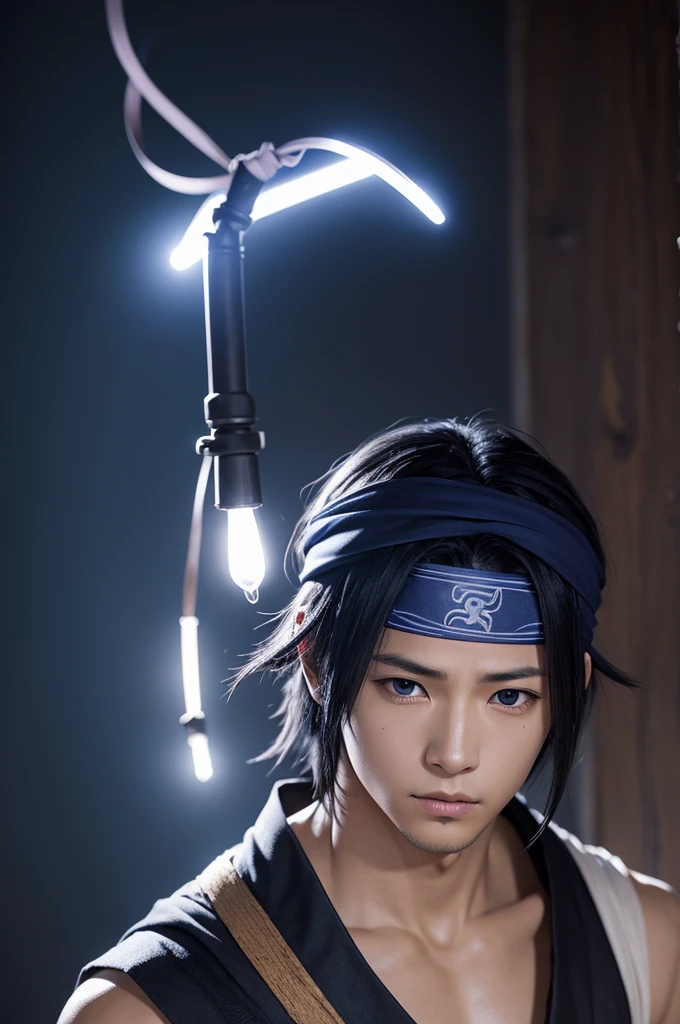 Sasuke with bandana with light on the left side
