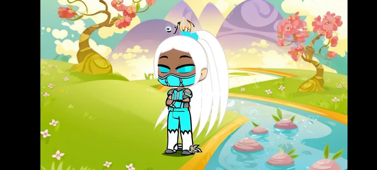 Unmasked male ninja with ponytail