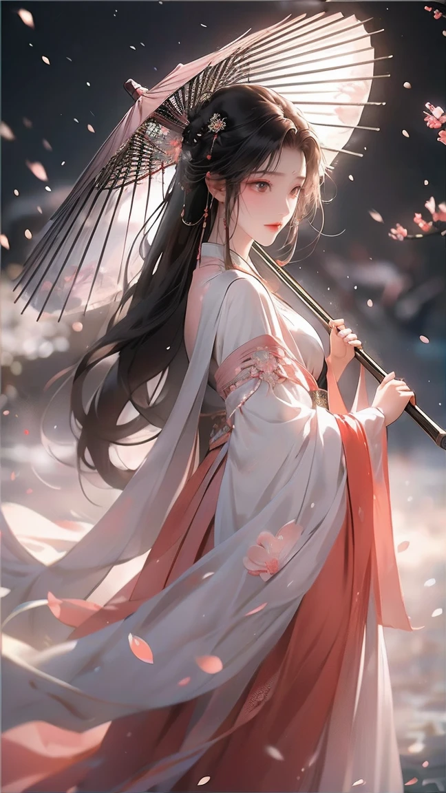 There is a woman in red dress holding a white umbrella, traditional Chinese white umbrella, wild snow scene, a girl in Hanfu, Hanfu, Chinese girl, Chinese woman, Chinese style, white Hanfu, red shawl, snowing, distant scene one A peach blossom tree, full of peach blossoms, a few villages of peach blossoms stretching down from the close-up view, a lot of peach petals floating in the air, heavy snow with goose feathers, 2 colorful butterflies flying, traditional Chinese clothing, cover photo Du&#39;s portrait Juan, portrait photo, China Princess, wearing red cheongsam, inspired by Tang Yifen, black haired goddess, beautiful brunette girl, oriental girl, master work, best picture quality, higher quality, high detail, super high resolution, 8k resolution, depth of field, Cinematography, Intricate detail, Elaborate, Meticulous, Magnificent, Maximum detail, Extreme beauty, (((1girl, solo))), 18age, Long hair, Black hair, White skin, Realistic, Masterpiece, (best picture quality), higher quality, high detail, super high resolution, panorama, exquisite facial features, perfect face, glowing skin, dreamy background, women, girls, angels, mini girls, goddesses, poets, shy, Surprise, shoulder-length hair, black hair, sharp and clear focus, three-dimensional silhouette, correct proportions, realistic portrait, face close-up, a very temperamental beautiful girl, slender figure, exquisite facial features, flowing long hair, Black hair, extremely detailed hair description, (collarbone), perfect face, clean and flawless face, long eyelashes, light pink eye shadow, shallow dimples, blush, watery big eyes crystal clear, delicate cream Glowing skin like skin, detailed skin details, CFG scale: 8,(A beautiful girl with large breasts and a wisteria flower in her hair),(she wears a white bikini and has her lips slightly parted),(her navel is visible as she stands surrounded by alraune plants), a dream-like atmosphere with vibrant colors and soft lighting, red hair, yellow detailed eyes