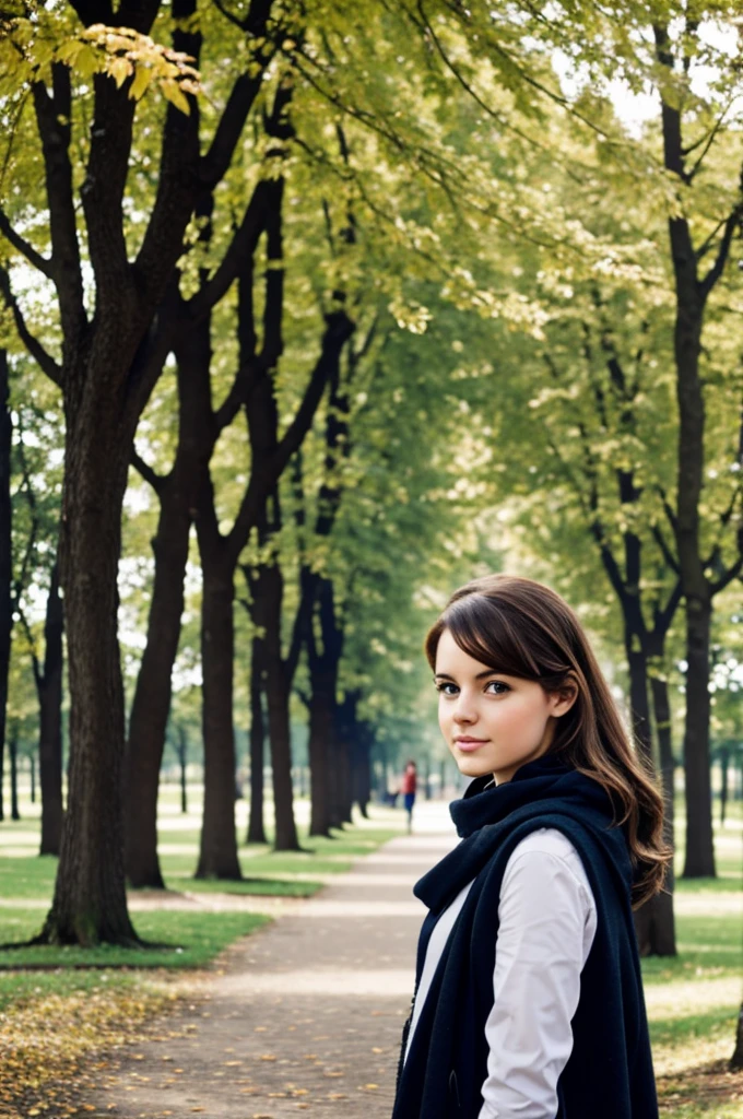 European girl in a park