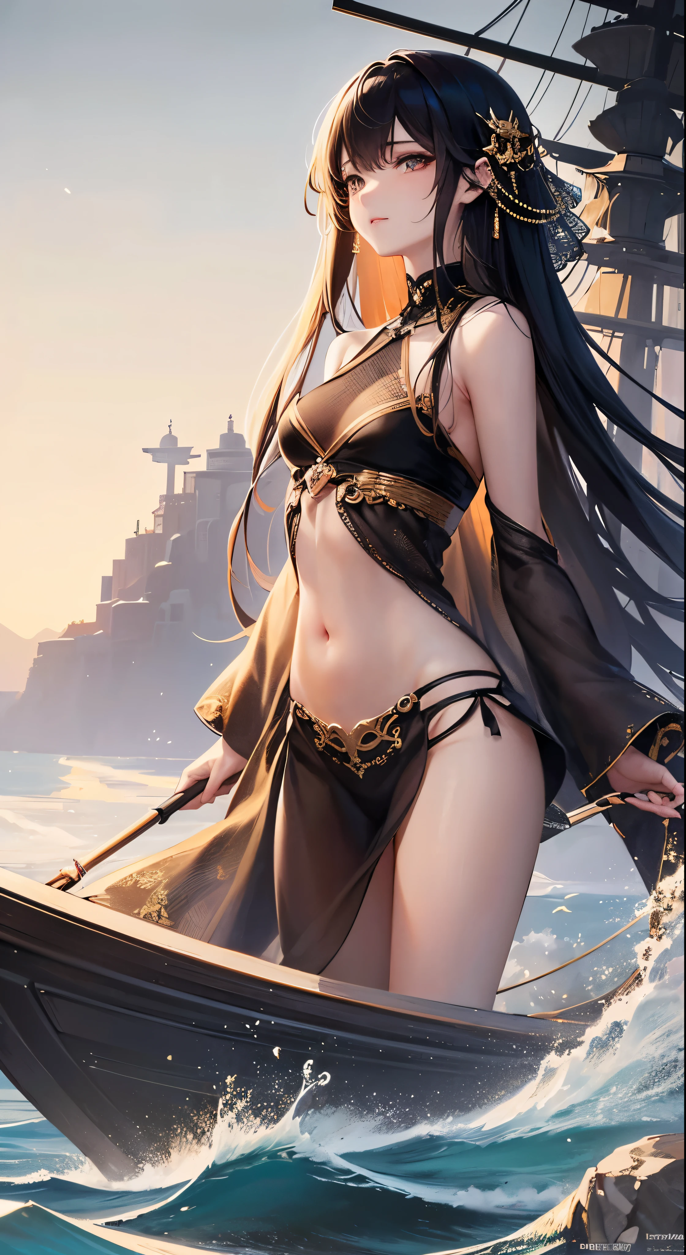 with high definition imageasterpiece、high quality、Beautiful graphics、High detail、Art Station、Sharp Focus、Inspiring 8k wallpapers、The contrast between the Akashi Kaikyo Bridge and the sea。Spectacular and mysterious，How many ships are there in the sea?