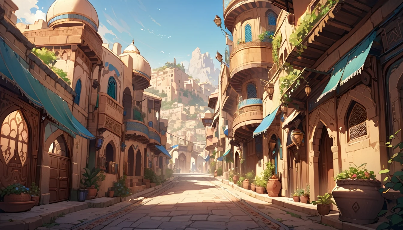 Highest quality,masterpiece,Arabian style town,landscape,There are no humans,Fantasy,Back Alley