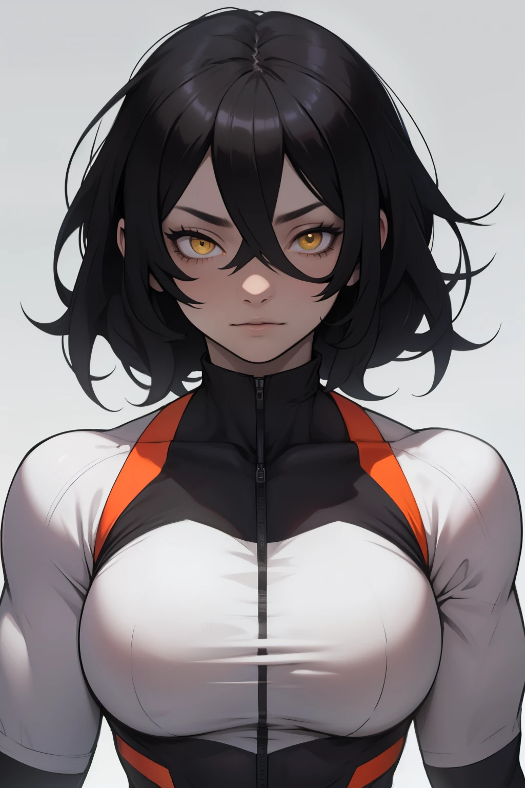 empty eyes empty eyes muscular girl black hair yellow eyes pale skin large breasts