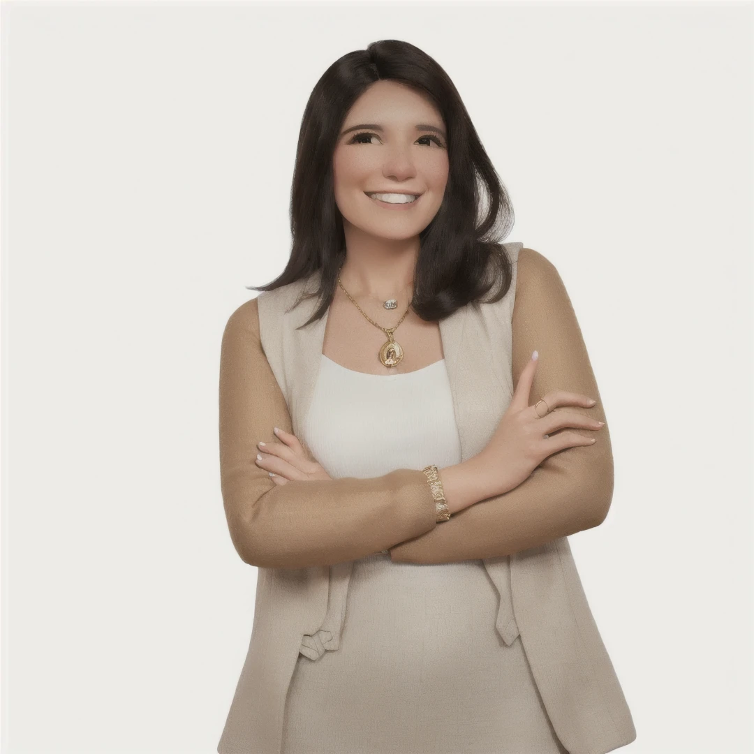 smiling woman in a beige vest and white blouse making a peace sign, carla ortiz, lorena avarez, fernanda suarez, with finger pointing, don't pose, alanis guillen, Julia Fontes, Elizabeth Saltzman, Jenna Barton, Threatening pose, carola rubio, with index finger, confident action pose, Cristina Kritkou, promo image, Foto de uma mulher