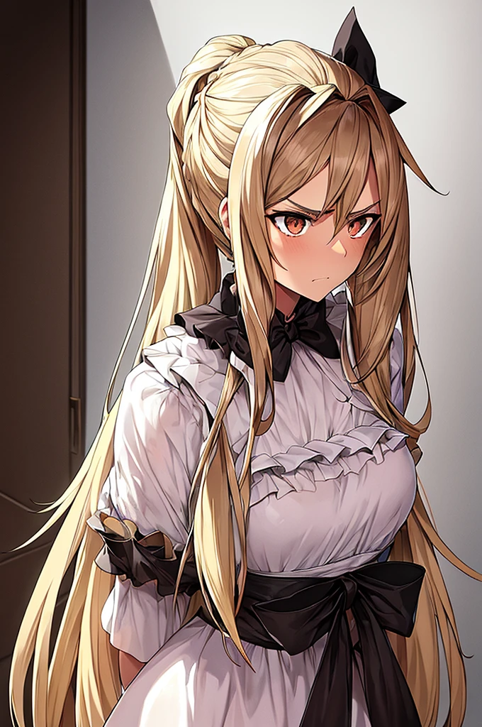 NSFW,masterpiece,Highest quality,High resolution,Super detailed,oshino shinobu \(Bakemonogatari\),Golden Eyes,Blonde,Long Hair,Quality maid clothes,Off the shoulder,cropped,Micro Mini Skirt,stockings,garter belt,Luxurious mansion,patience,Embarrassed,fear,blush,Leg spread,orgasm,Climax,(Squirting),Roll your eyes、squint,One man,Having sex,Creampie,