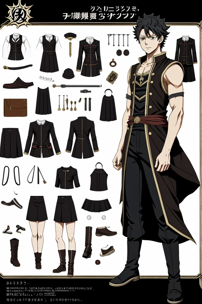 Create an anime character in the style of black clover, Whole body
