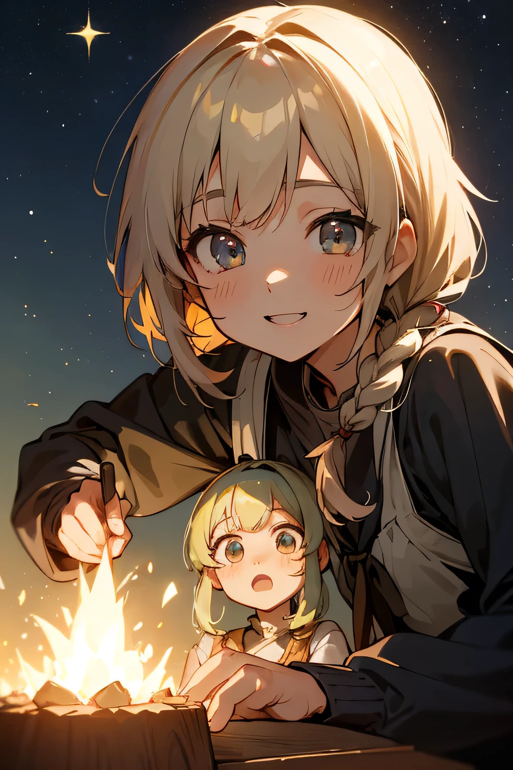 Highest quality、High resolution、Detailed Background、(Beautiful face in every detail:1.4)、Anatomically correct、(Normal number of fingers:1.2)、(Detailed facial expressions)、(Detailed eyes:1.2)、Teenage beauty、cute hair color、Braided Ponytail、Braided bob cut、Braided twin tails、A fun atmosphere、A big smile、smile、camper、Pure curiosity and the anticipation of adventure、Expressing the bond with friends、cute gesture、
(友達とcamperでの旅行する少女たち:1.5)、
Excited faces of everyone、The fun begins、The view from the window、
with everyone「beautiful!」and praise、The anticipation of adventure sparkles in the eyes of those who gaze ahead.、
with everyone eating bento、Memorable taste、Have fun with the conversation、
Once we arrived at the campsite we started pitching our tents.、Working together、Our hearts are in sync、
At dusk, gather around a campfire and look up at the night sky, mesmerized by the twinkling stars.、Blissful time in nature、
In a small adventure、Friends who share the same heart、Filled with fun and excitement、camperの旅は続く、cute