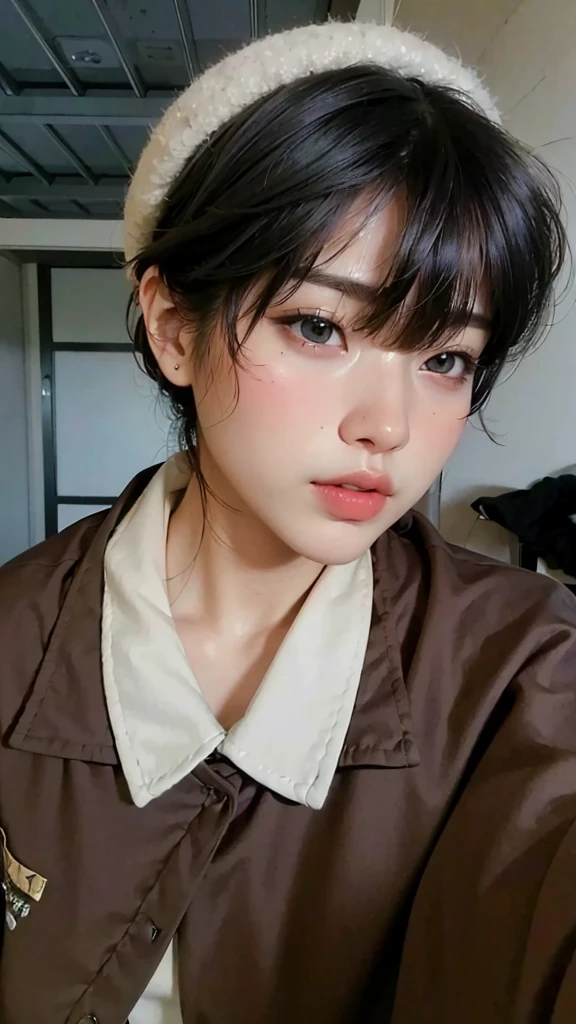 1girl, green dress, beautiful detailed eyes, beautiful detailed lips, extremely detailed eyes and face, longeyelashes, adorable bangs, brown hair, elegant, serene, natural lighting, warm color tones, soft focus, portrait, cinematic, highly-detailed, (best quality,4k,8k,highres,masterpiece:1.2),ultra-detailed,(realistic,photorealistic,photo-realistic:1.37)