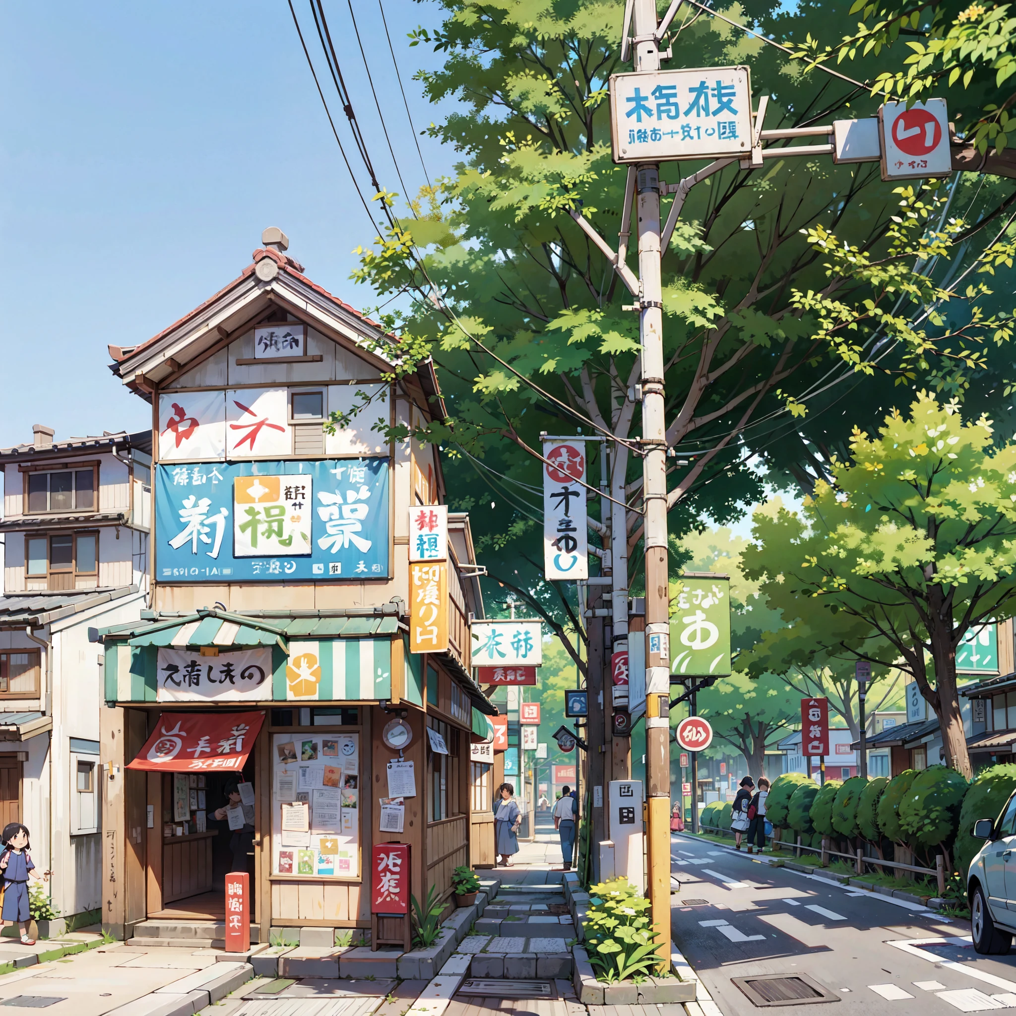 there is a street light that is green in front of a building, japanese town, japanese neighborhood, japanese street, tokyo - esque town, japanese downtown, japanese rural town, japanese city, cyberpunk streets in japan, photograph of the city street, in tokio, tokyo street, japan shonan enoshima, in the streets of tokyo, street corner, tokyo street cityscape