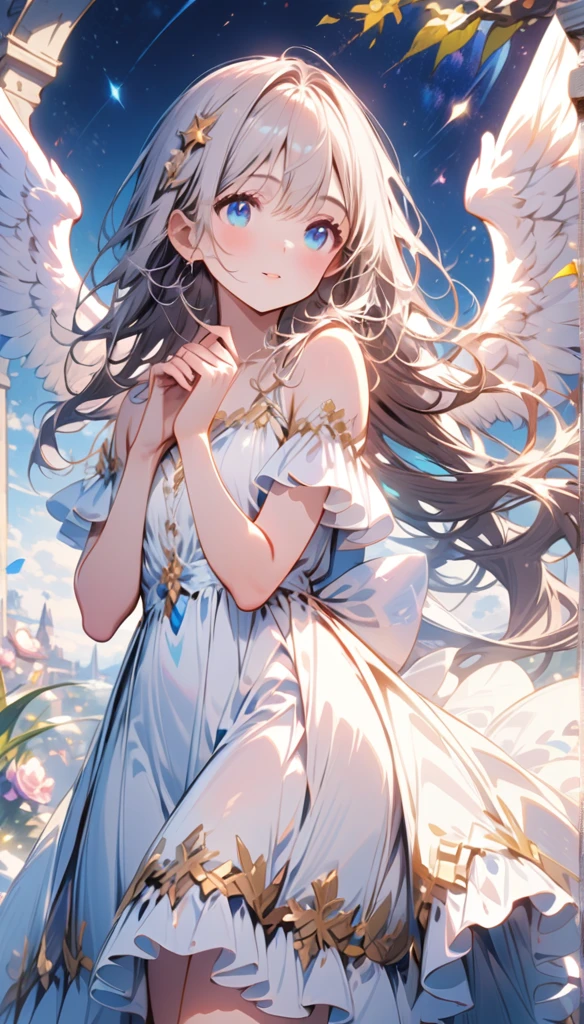 Blue-eyed angel、More Beautiful Angels、Fantastic Angel、Heavenly background、brilliance、A smile、Baby Angel