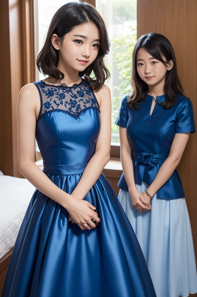 Dress for a guest, with blue color