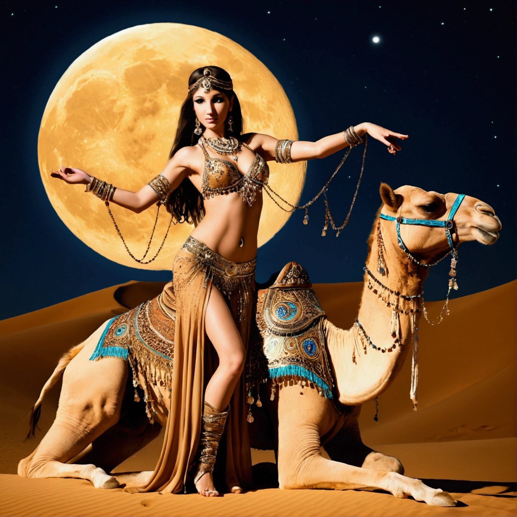 Belly Dancer desert moon camel