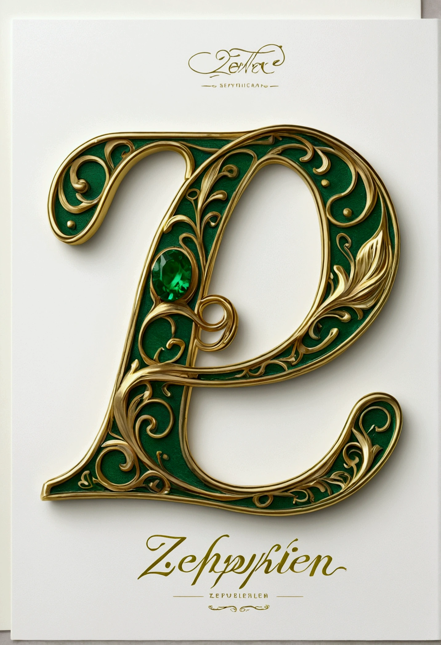 title " Zephyrelen " in cursive font with gold and green letters