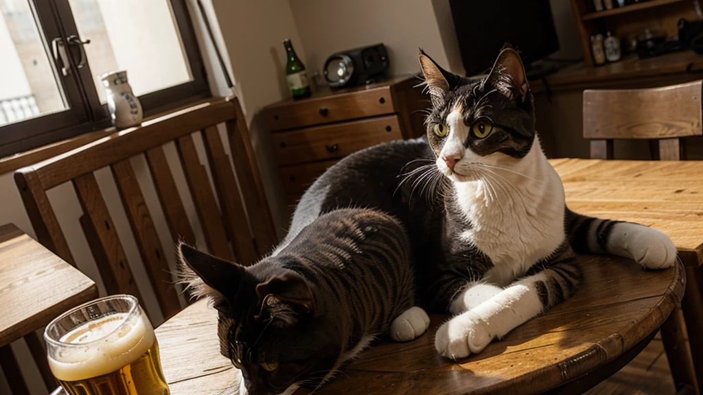 tudexo cat drinking beer 