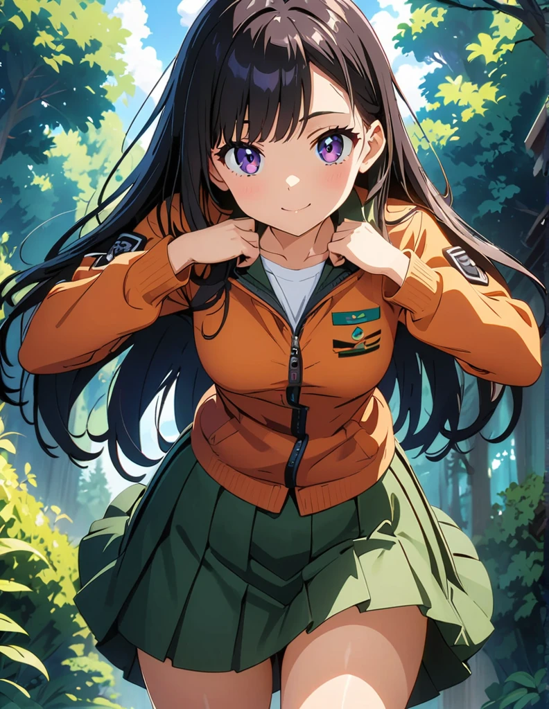 (anime artwork, anime style, studio anime, very detailed, up to date, vibrant, Anime Coloring, high contrast, masterpiece:1.2, best quality, best aesthetics),2 girl,hug from behind,army suit, pleated skirt, Medium chest, A glimpse of thighs,random hair, One eye is hidden by the bangs, perfect proportions, high detail skin, Cute, detailed faces,forest, precise fingers,panty shot ,roll over,supine pose