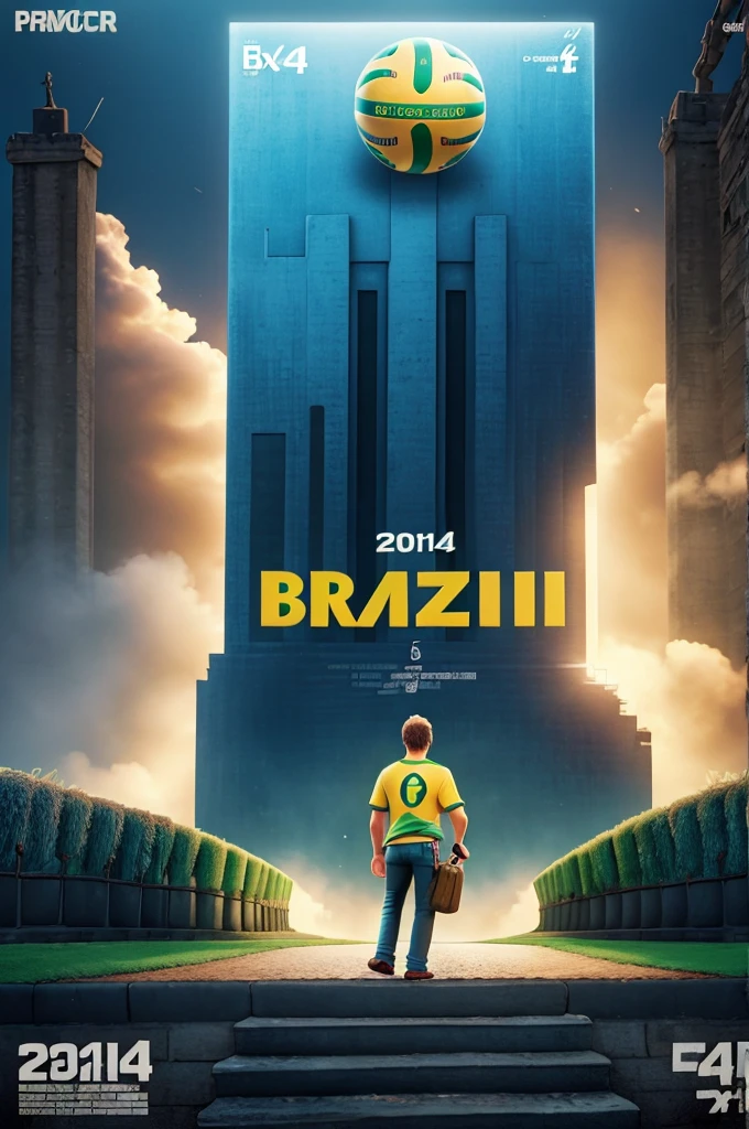 Create a 2014 Brazil and Germany 7x1 themed film poster with the title "Brazil 2014" at the top