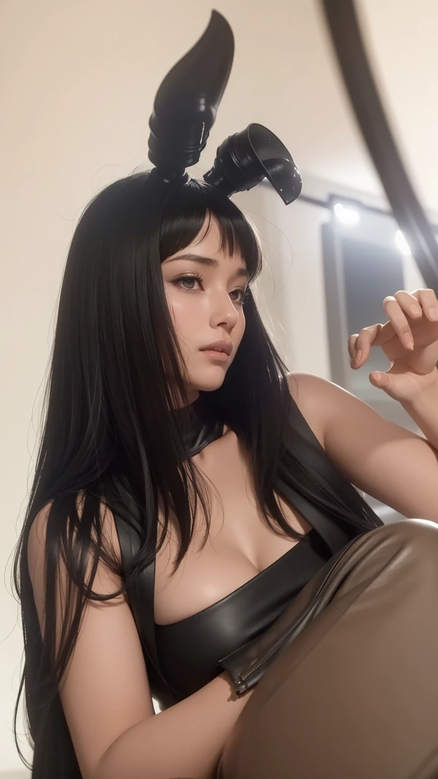 There is a woman wearing white earphone headphones, Chen Xintong, young and cute Wan Ya face, Liu Chengyou, Wan cute Korean face, broad forehead, Chiho, young and cute Korean face, Wu Xisen, Ye Wenfei, Chinese girl, Asian face, Ruan Meng cute vtuber, gongbi, Yunling, Lin Qifeng, anime, oil painting style, fair skin, toothy smile, cute, college student, gentle, quiet , girlfriend, white suspender explicit, sexy, Chinese style, excellent, masterpiece, swimsuit, small breast, Japanese gymnastics suit, Black stockings with suspenders, female sexual organs --auto --s2