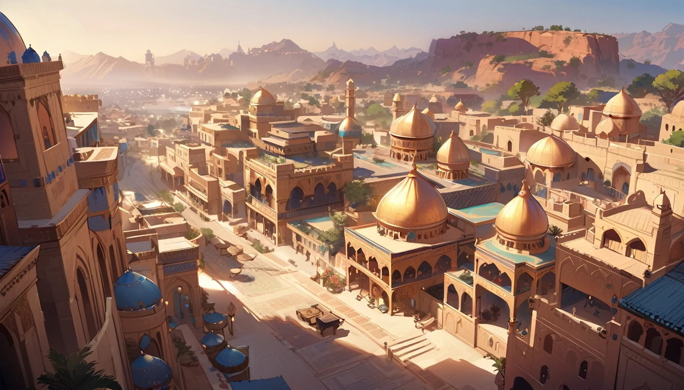 Highest quality,masterpiece,Arabian style town,landscape,There are no humans