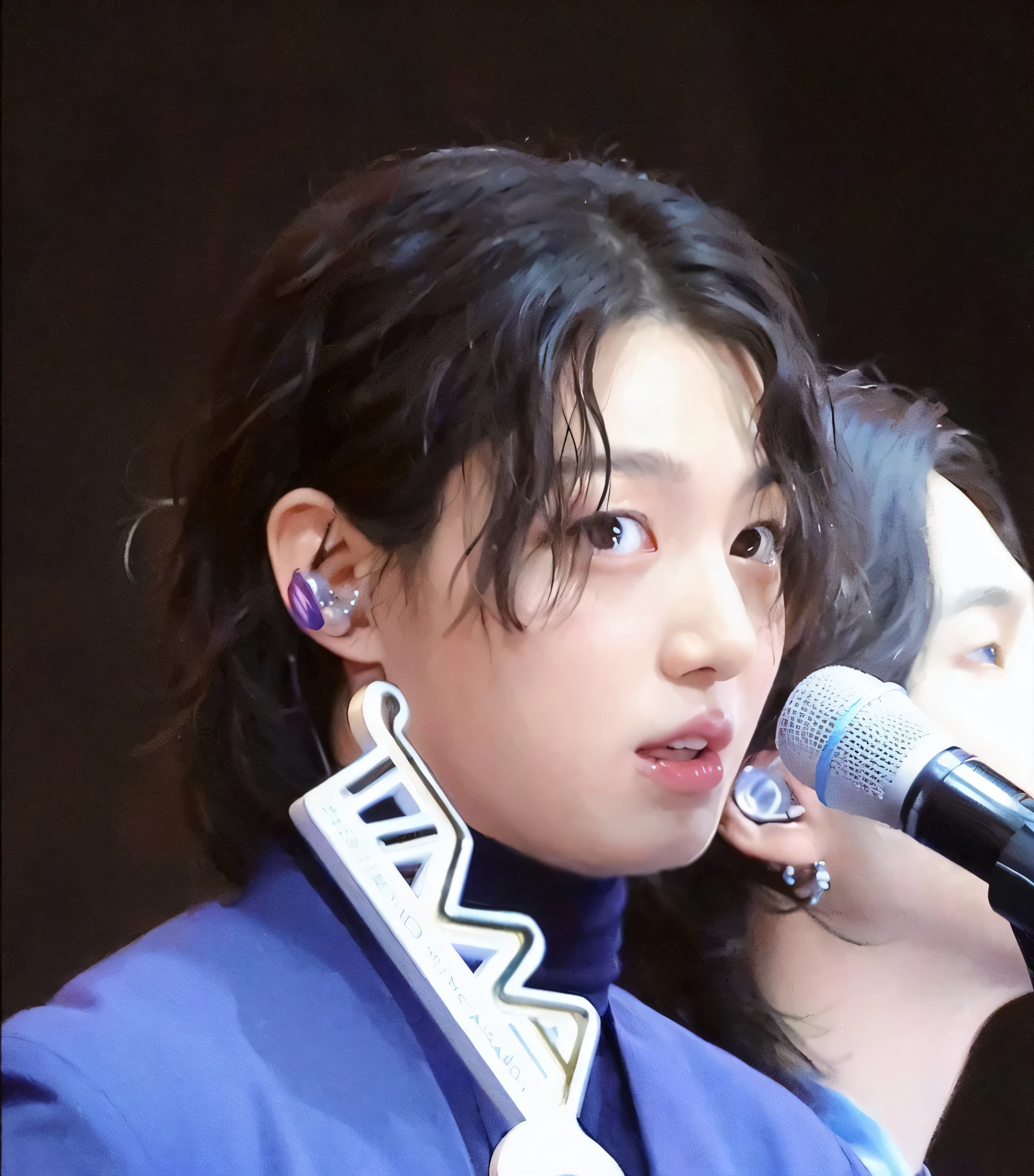 a girl with fluffy curly hair, holding her face in her hands, cute kawaii ulzzang style, y2k cutecore clowncore aesthetic, realistic detailed portrait, beautiful detailed eyes, beautiful detailed lips, extremely detailed face, long eyelashes, soft lighting, warm color palette, lofi girl aesthetic, cartoon avatar, ball head style