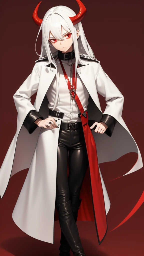 Name: V Age: 17 years Occupation: Demon Hunter Breath: Breathing Blood Appearance Height: 1.75m Weight: 65kg Hair: white, long and messy eyes: Red Skin: Pale Clothes: He wears a long black coat, leather boots and a red t-shirt. He always wears a pendant with a red crystal on his neck..