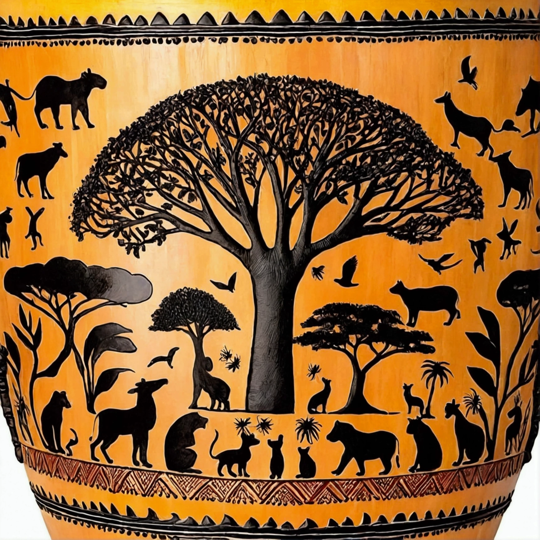 Africa　Djembe　baobab　Lots of animals
