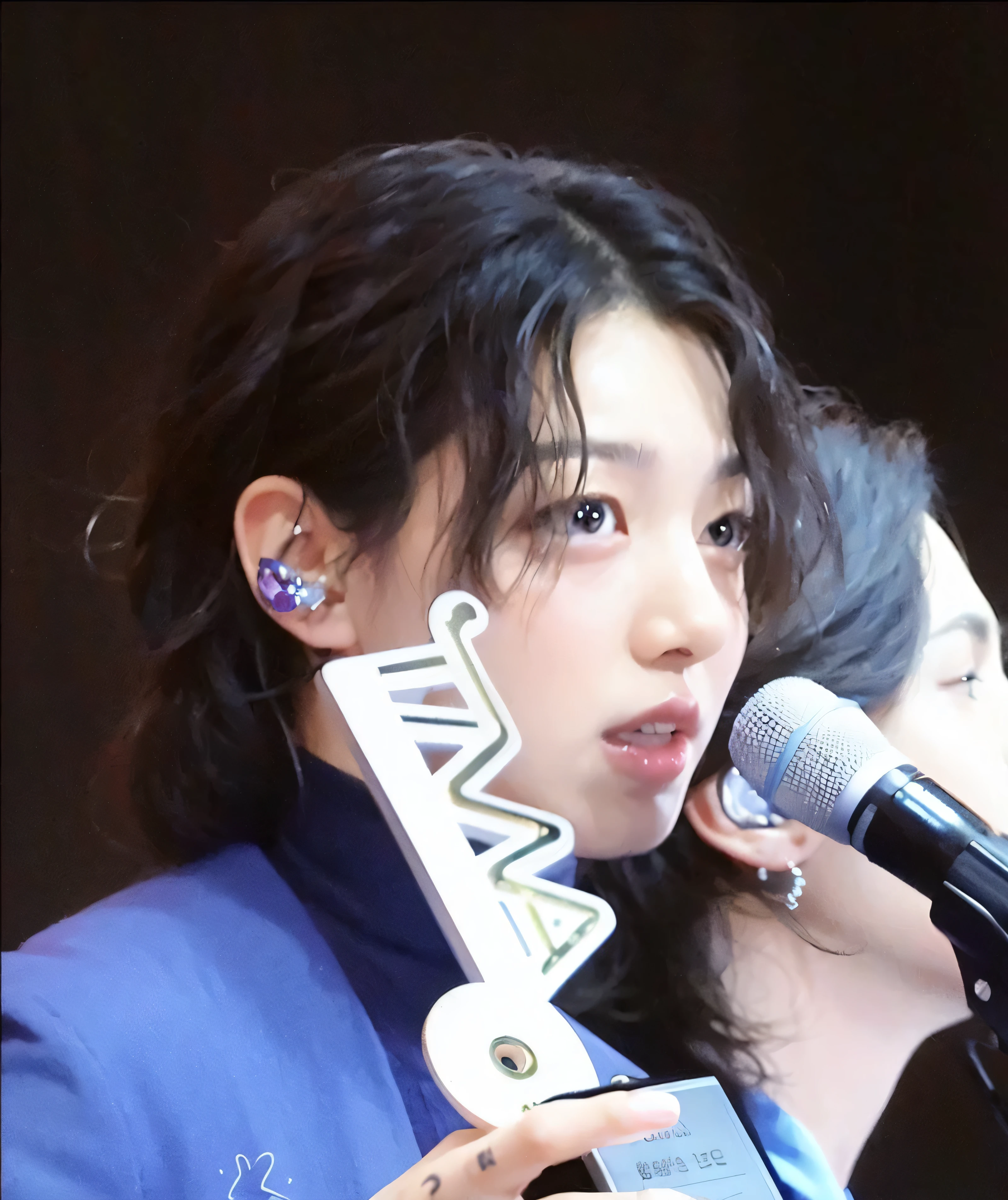 a girl with fluffy curly hair, holding her face in her hands, cute kawaii ulzzang style, y2k cutecore clowncore aesthetic, realistic detailed portrait, beautiful detailed eyes, beautiful detailed lips, extremely detailed face, long eyelashes, soft lighting, warm color palette, lofi girl aesthetic, cartoon avatar, ball head style