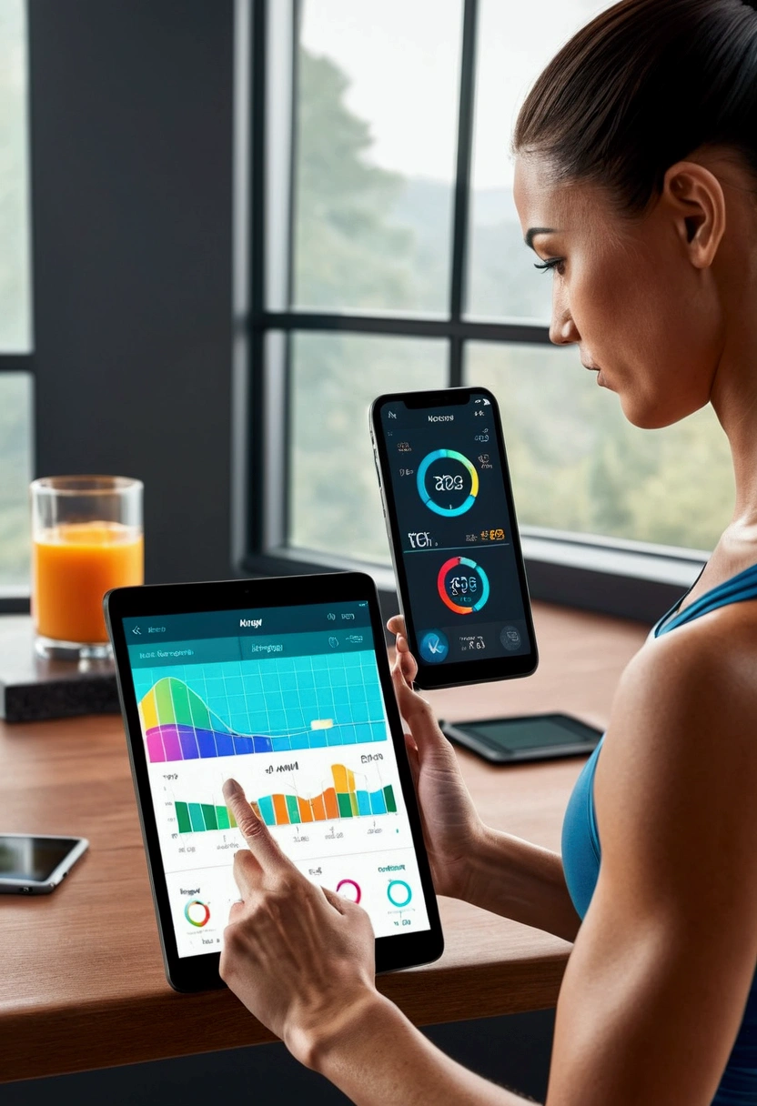 4k image quality,Detailed Description, An image of someone taking body measurements or using a fitness tracking app, or a photo of a progress chart.