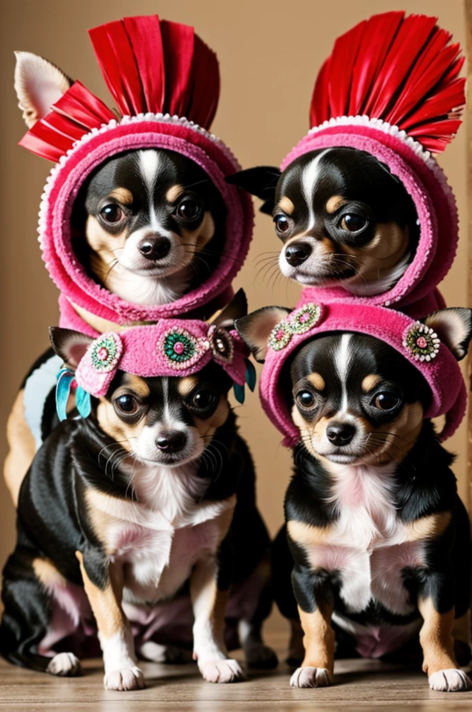 Chihuahua dogs to headdress 