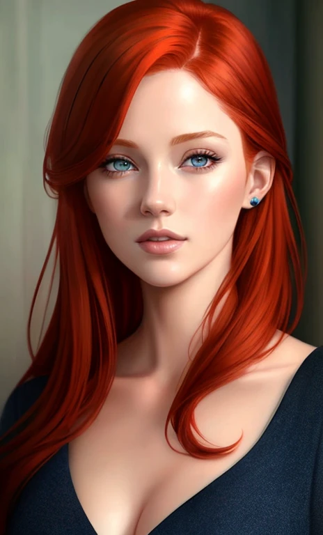 redhead haired girl with blue eyes and red hair, realistic artstyle, realistic art style, realistic digital painting, realistic digital art 4 k, realistic digital art 4k, realistic digital illustration, realistic digital drawing, realistic digital art, realistic cute girl painting, stunning digital illustration, realism artstyle, beautiful digital illustration, digital painting style, photorealistic artstyle, detailed digital painting