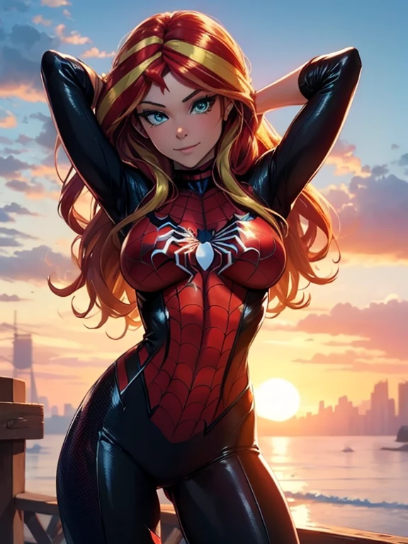 sunset shimmer as a sexy spider-man