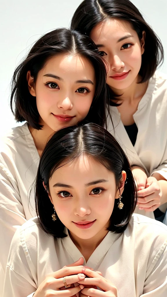 Non-NSFW、16K、Realistic、Highest quality、masterpiece、Ultra-high resolution、RAW Photos、Realistic、Bright lighting、Face Light、Smooth Professional Lighting、Looking into the camera、alone、Adult female、Beautiful woman、Super Beauty、Realistic肌、Moisturized Skin、Realistic eyes and faces、Perfect model body shape、Beautiful Eyes、Big eyes、Inconspicuous tear bags、slim、big breasts of medium size、Very good、Camel Toe、Beautiful fingers、Very short hair、Black Hair、black eye、Looks happy、(Both ears are hidden by hair)、(((long white coat)))、