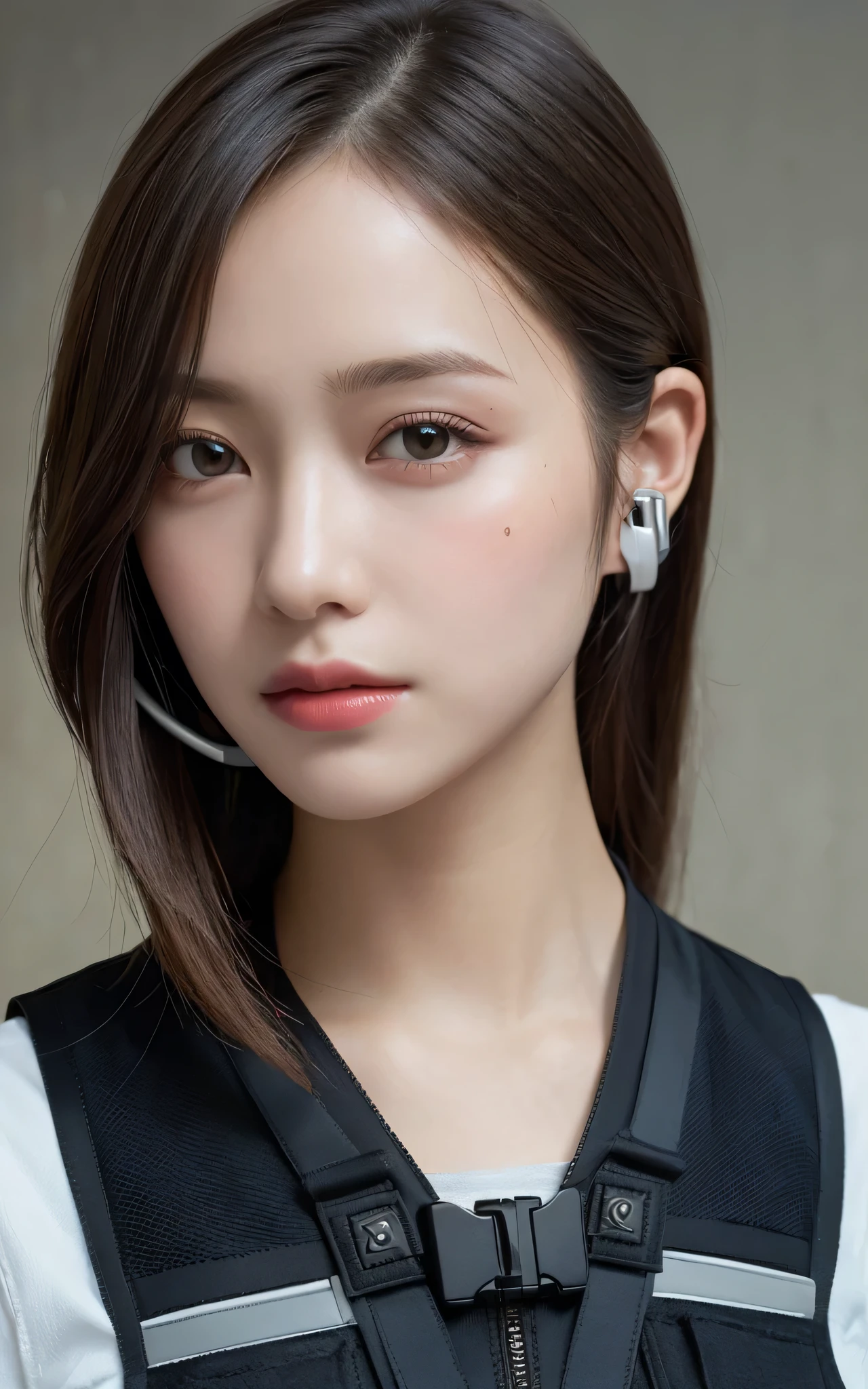 masutepiece, Best Quality, Photorealsitic, finely detail, hight resolution, 8K Painting Wall, Perfect dynamic composition, Beautiful detailed eyes, (Chubby adult woman), Sheer collar camisole, bobhair, straight haired, Look at viewers