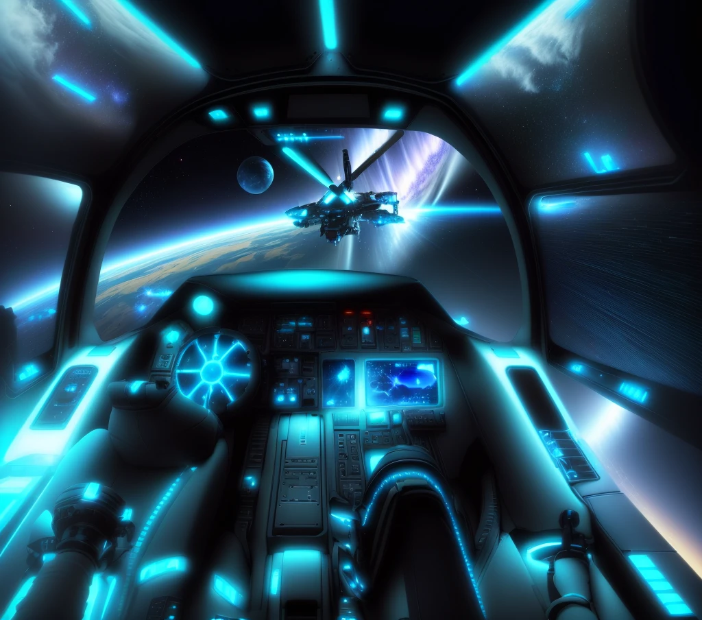 spaceship cockpit with a view of the earth and a sky, in a spaceship cockpit, cockpit view, first - person view, first-person view, first person view, first-person pov, luminous cockpit, first person screenshot, aurora spaceship environment, an epic space ship scene, drifting in space, simulated space combat
