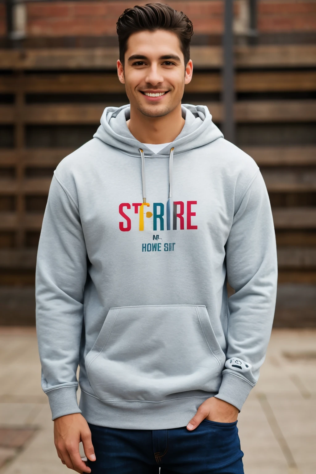 Eye-catching hyper-realistic images to print our urban line hoddies called STRUT-