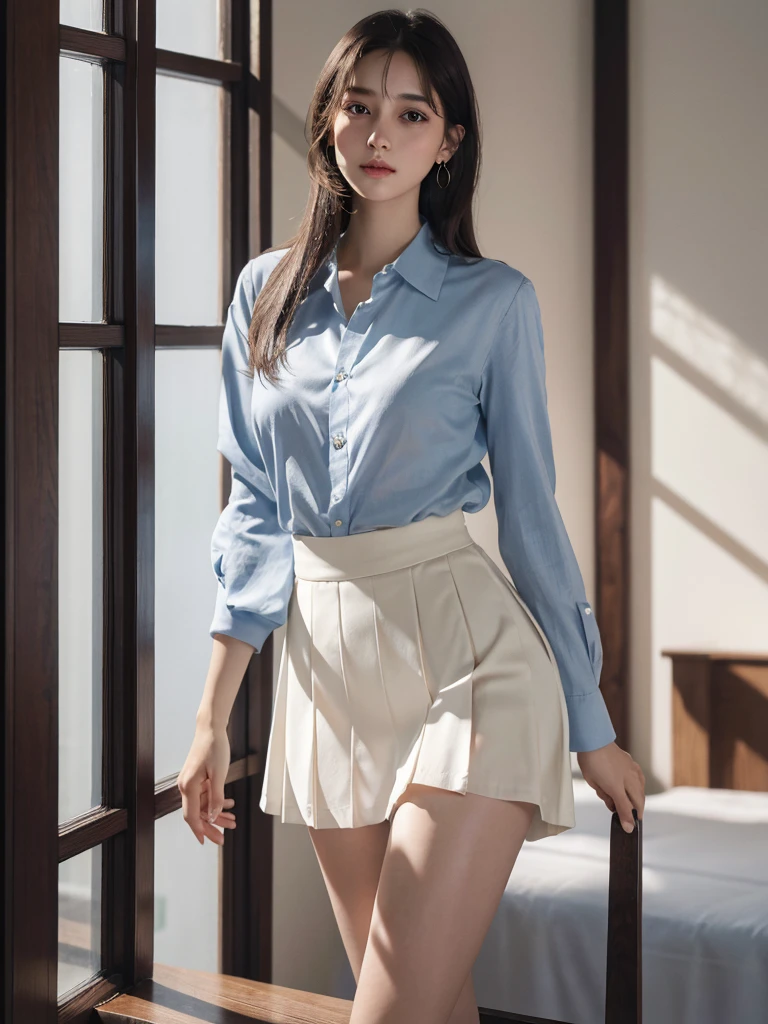 (((Top-down configuration:1.33)))、((No underwear:1.55))、One Girl、Beautiful and detailed eyes and face、barefoot、20 year old cute Japan woman, ((Extremely precise and accurate anatomy:1.0)), (photo Realistic:1.4), (hyper Realistic:1.4), (最高品質のRealisticな肌の質感:1.4), (Improvement of quality:1.4), (Enhances the beauty of skin texture:1.1), Clean and glowing skin, mesh, thin:1.2, (Realistic:1.3), Realisticなライティング, (Smoother lighting:1.05), (Improving the quality of cinema lighting:0.9), Backlight, A gentle light on your face, Ray Tracing, (Bright light:1.2), 32K, One Japanese woman, fine grain, Detailed face, (Film Grain:1.1),(Accentuates body lines:1.1), High resolution, Natural look, Kind eyes, Improves hair quality, Delicate light and shadow, Transparent muscles, Graceful pose, Beautiful Eyes, Sharp details, Soft light reflection, Beautiful contours, Delicate skin tone, Fine hair texture, Natural background, (((Open shirt、Pleated skirt、Scooping seawater with hands:1.25、splash、Sandy Beach、Light of the sun、clear blue sea、The waves crash quietly、Blue sky and white clouds、green mountain々、Beautiful Nature、The joys of youth)))、