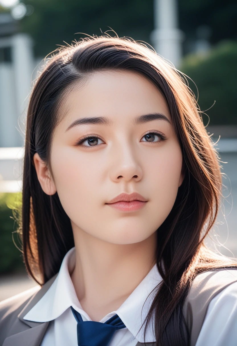 8k, raw photo, best quality, masterpiece, realistic, photo realistic, clear, professional lighting, beautiful face, best quality,ultra high res, realistic japanese beautiful, Super detailed, 1girl, outdoor, (looking afar:1.4)