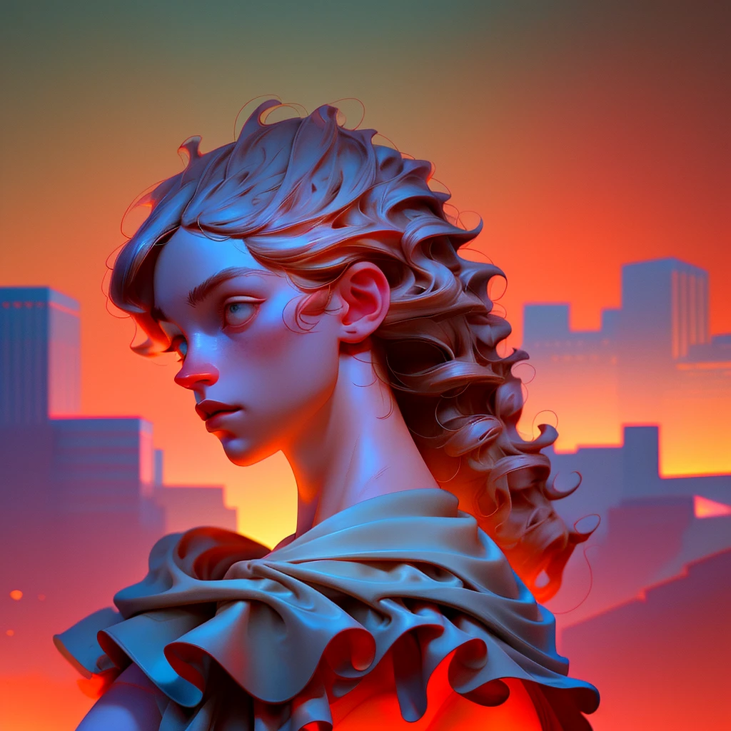 New York City Skyline (Distant View):
A towering, colossal figure is visible in the distance, bathed in the soft glow of the city lights. The figure's eyes are a vivid, reddish hue, gleaming with an uncanny intensity as they gaze out at the urban landscape beneath. This tableau is a testament to Surrealism, a work of art that defies conventional reality, presented in ultra HD resolution. Every detail is meticulously crafted, from the texturized skin that seems almost tangible to the intricate contours of the figure's muscular build. The high resolution and detail are a testament to the finest craftsmanship and quality,
