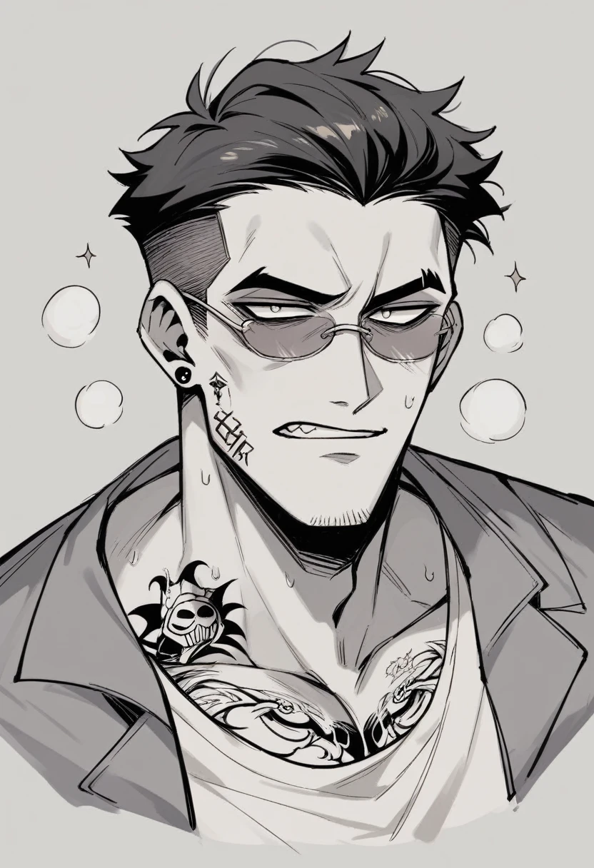 pumped up menacing panda boss in glasses mafia yakuza tattoo