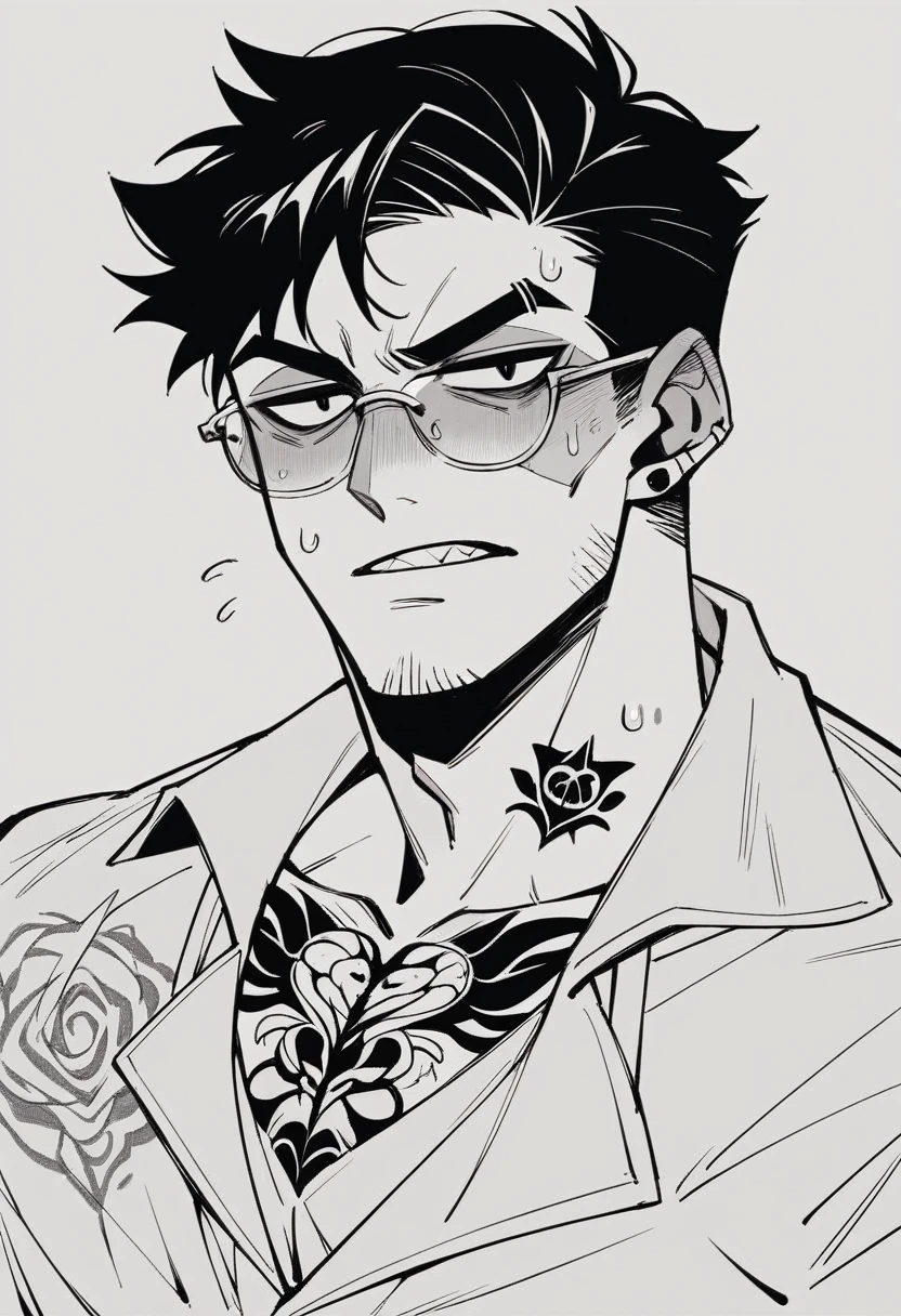 pumped up menacing panda boss in glasses mafia yakuza tattoo