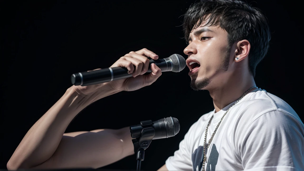Man singing rap. estilo hip hop. realisitic