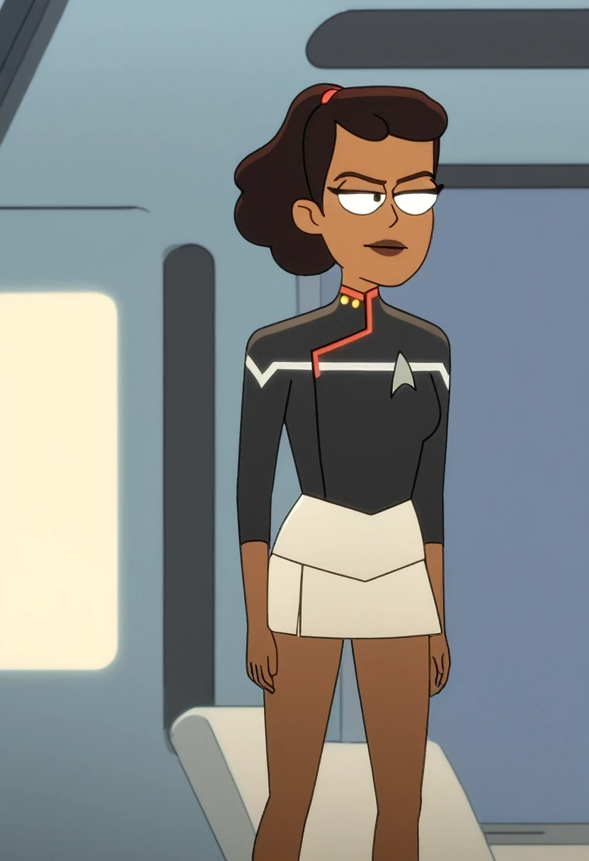 masterpiece, highs detail, beckette mariner in sexy mini skirt