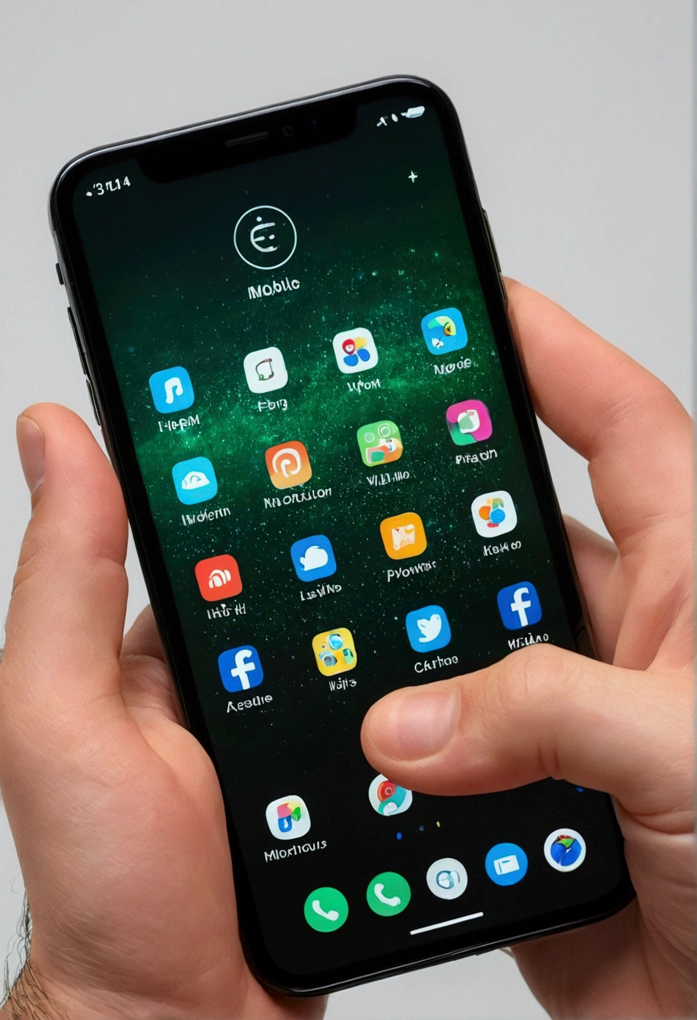 Person's hand slides across phone screen with monotonous gesture. suddenly, the phone screen shows a mobile application. The brightness of the screen catches the person's attention and they become interested in it