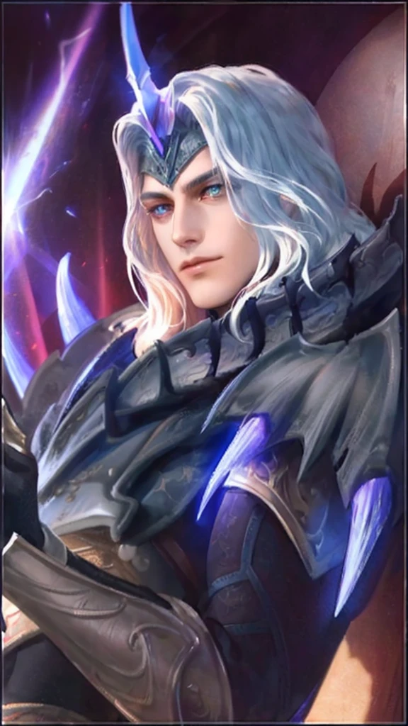 (Absurdres, Intricate Details, Masterpiece, Best Quality, High Resolution, 8k), 1 male, thin, young, aged up, masked, finely detailed eyes and face, auburn low-fade hair, amber eyes, portrait, looking at viewer, solo, half shot, detailed background, (light fantasy theme:1.1), focusing, mercenary, sunshine, floating scraps, color plate armor, divine aura, bright realistic lighting, marble castle, intense atmosphere, circlet, coat of arms, brazier, , Depth of Field, VFX.