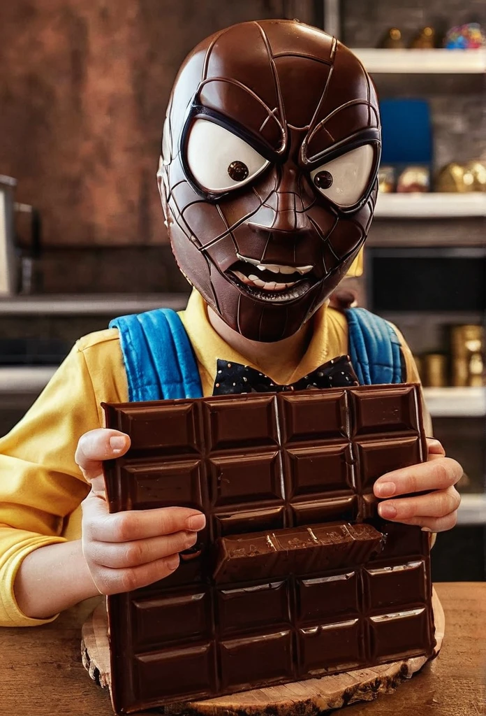 Spiderman with a chocolate