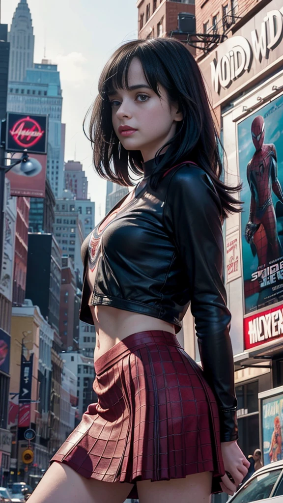 krysten ritter、マーベルコミックの映画Poster、so beautiful、Movies about Spider-Man、sexy、whole body、Wearing a skirt、Premiere Date、Poster、belly buttonを突き出す、new york、She's wearing a ripped Spiderman suit、The suit is torn、Wearing a skirt、Red and black color scheme、dynamic、masterpiece、Highest quality、Super detailed、Very detailed、Delicate and beautiful shine、Ultra-high resolution、Cinematic、break、breakドロップ、(Torn clothes:1.5)、(Wet clothes:1.4)、Bare shoulders、Real Rain、Wet Hair、belly button、Exposed Skin、sexyな肩を披露