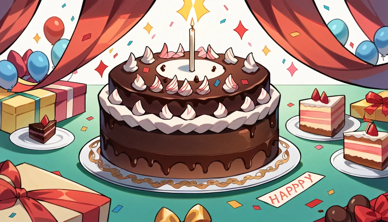there is a chocolate cake with a candle and a birthday card on it, delicious, Happy birthday, masterpiece work of art, dessert, Happy!!!, birthday cake, celebrating a birthday, cake, Gourmet Michelin Restaurants, very very Happy!, Hmm, timeless masterpiece, Blog Photos, masterpiece fine details, birthday cake on the ground, chocolate art, Decadent, birthday, masterpiece!!