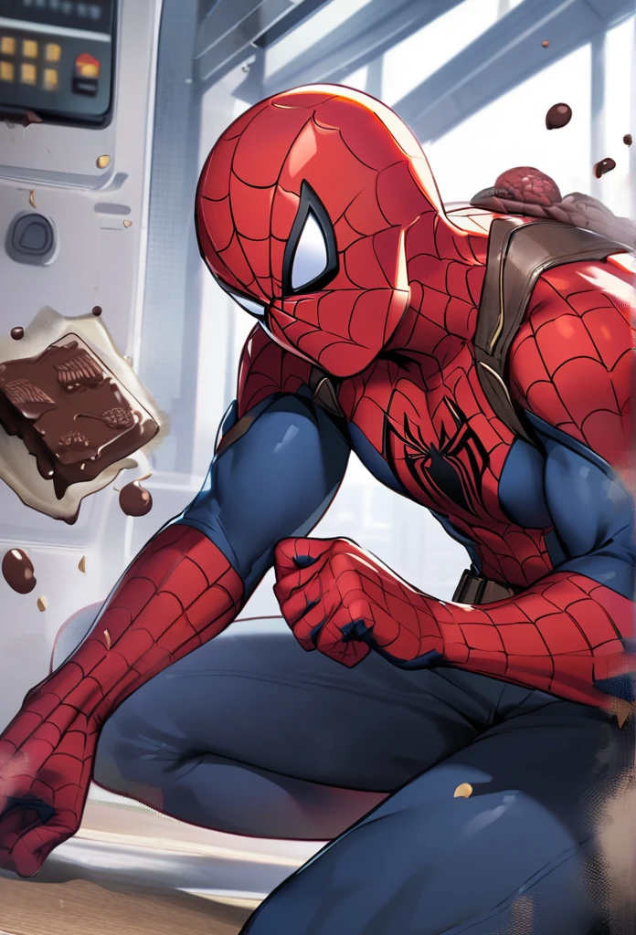 Spiderman with a chocolate 