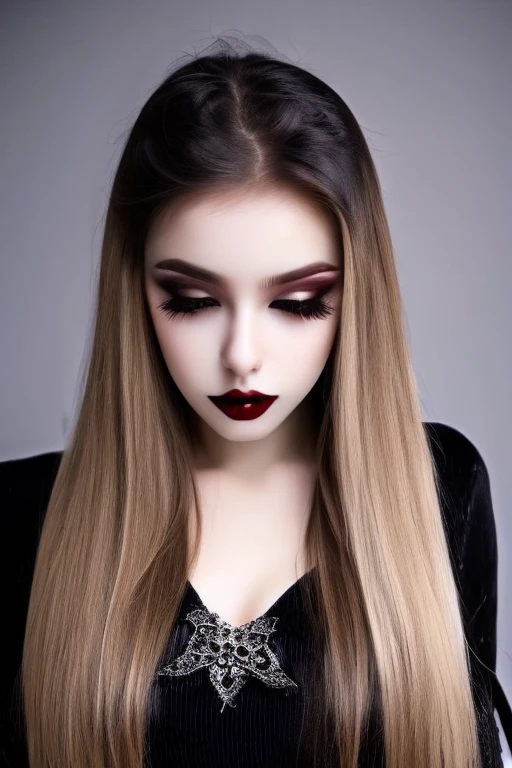 A beautiful obscure girl 25yo, dark eyes, white skin, wear a black clothes, ultra hd, vampire