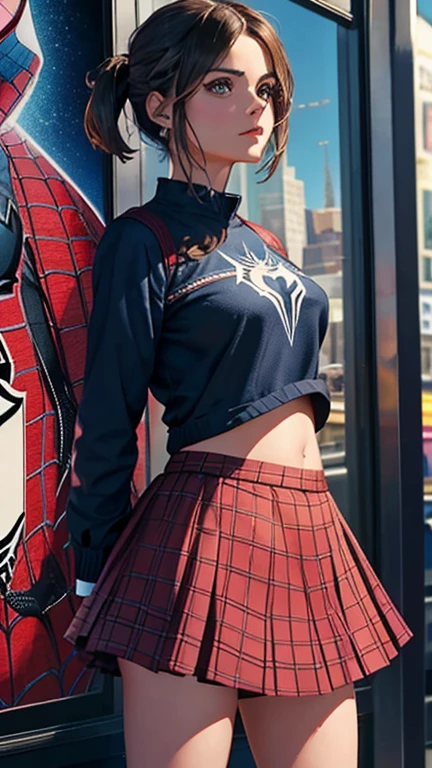 Jenna Louise Coleman、マーベルコミックの映画Poster、so beautiful、Movies about Spider-Man、sexy、whole body、Wearing a skirt、Premiere Date、Poster、belly buttonを突き出す、new york、She's wearing a ripped Spiderman suit、The suit is torn、Wearing a skirt、Red and black color scheme、dynamic、masterpiece、Highest quality、Super detailed、Very detailed、Delicate and beautiful shine、Ultra-high resolution、Cinematic、break、breakドロップ、(Torn clothes:1.5)、(Wet clothes:1.4)、Bare shoulders、Real Rain、Wet Hair、belly button、Exposed Skin、sexyな肩を披露